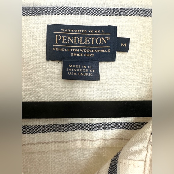 Pendleton Ivory Blue Striped Short Sleeve Wool Button Down Maxi Dress Sz M Belt - Picture 7 of 12